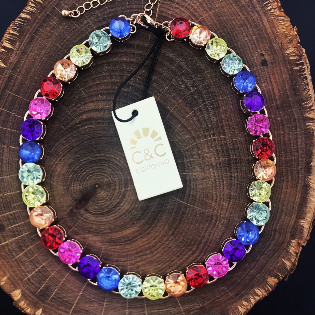 CC Gold Tone Multi Stone Necklace 25$